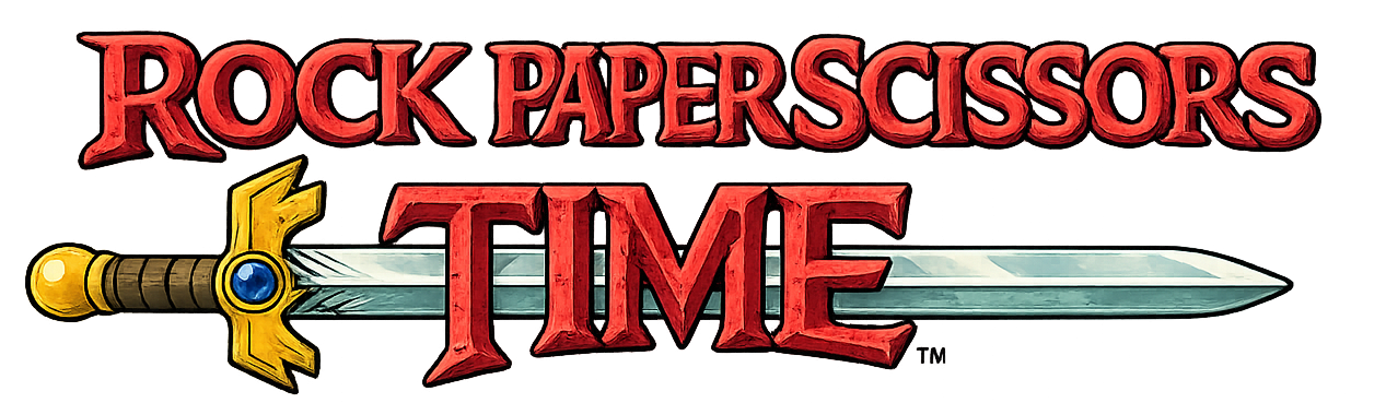Adventure time inspired title that says rock paper scissors time