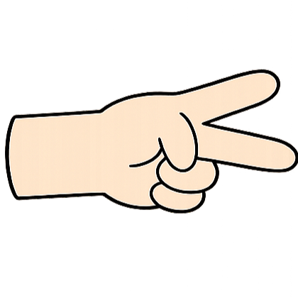 Hand with two fingers pointing like a scissor in cartoon style